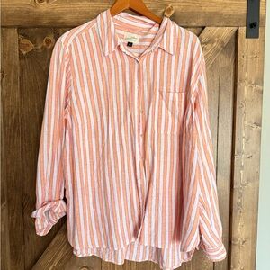 Oversized Striped Button-Up Shirt